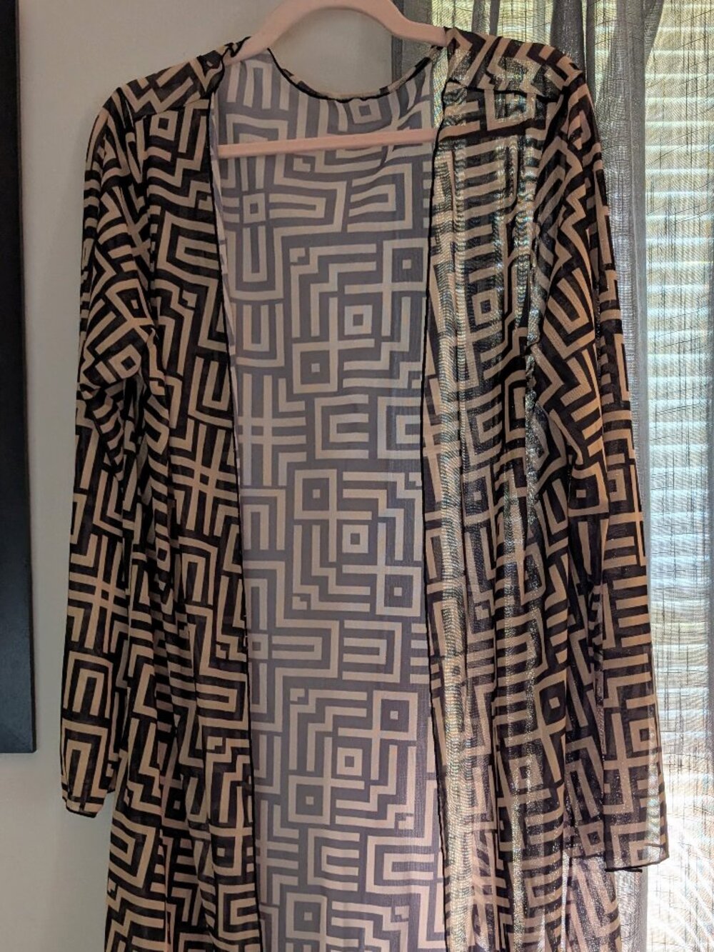 Tan and Black Geometric Swimsuit Coverup Soft Material Fits up to an XL